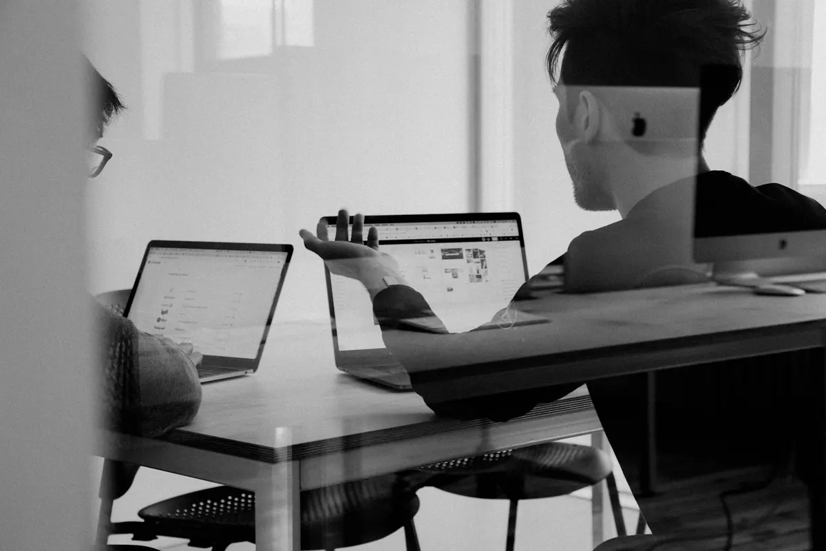 An engineer working at a laptop