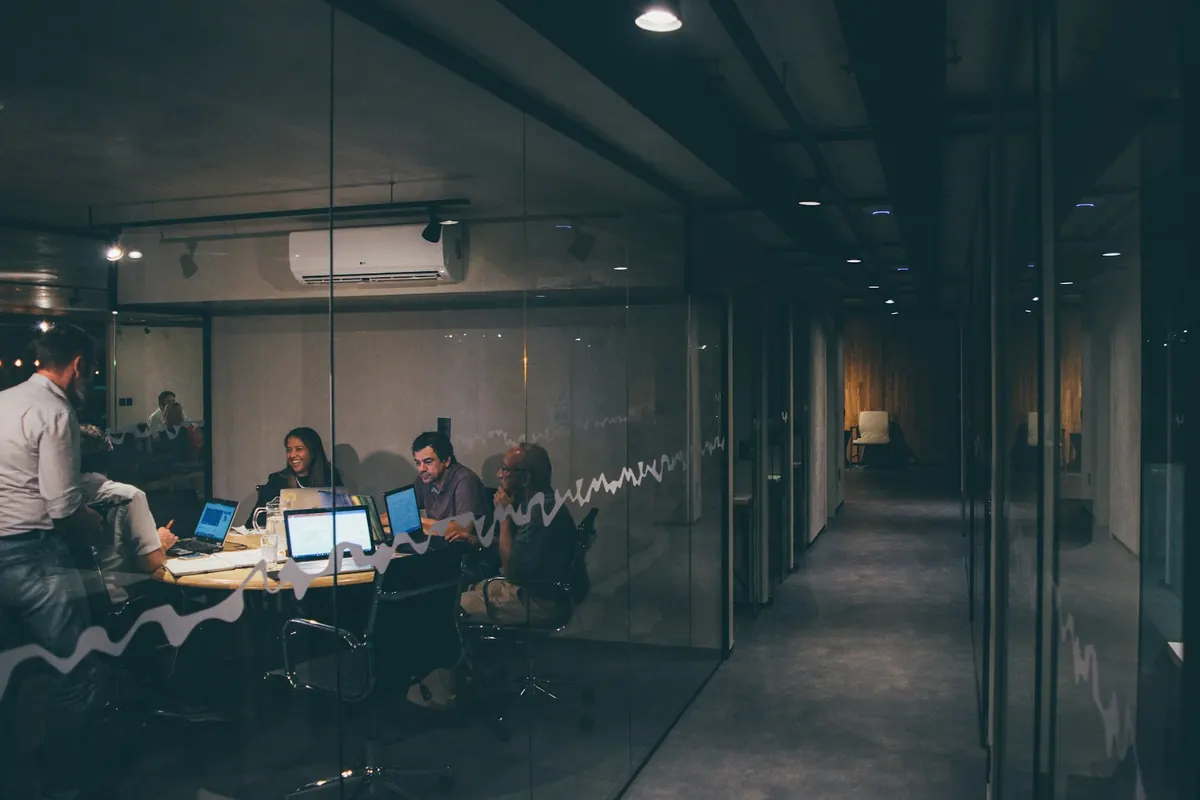 A team in an open meeting